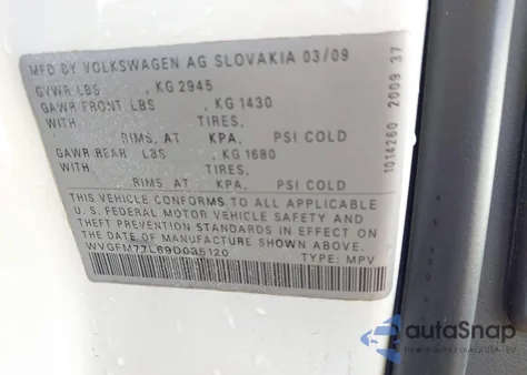 2009 Volkswagen Touareg 2 V6 Tdi z USA, uszkodzony, nr VIN WVGFM77L69D035120